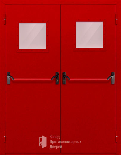 Фото двери «Двупольная со стеклопакетом и антипаникой (красная)» в Зарайску
