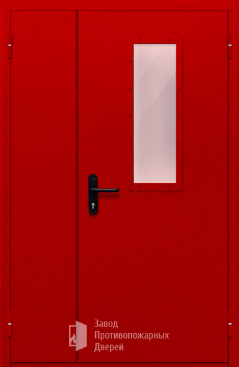 Фото двери «Полуторная со стеклом (красная)» в Зарайску