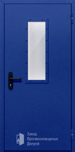 Фото двери «Однопольная со стеклом (синяя)» в Зарайску