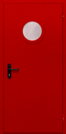 Фото двери «Однопольная с круглым стеклом (красная)» в Зарайску