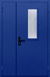 Фото двери «Полуторная со стеклом (синяя)» в Зарайску