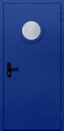 Фото двери «Однопольная с круглым стеклом (синяя)» в Зарайску