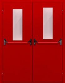 Фото двери «Двупольная с стеклом и антипаникой (красная)» в Зарайску