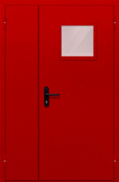 Фото двери «Полуторная со стеклопакетом (красная)» в Зарайску
