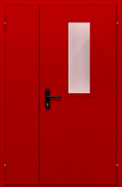Фото двери «Полуторная со стеклом (красная)» в Зарайску