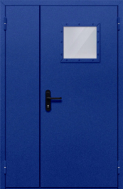 Фото двери «Полуторная со стеклопакетом (синяя)» в Зарайску